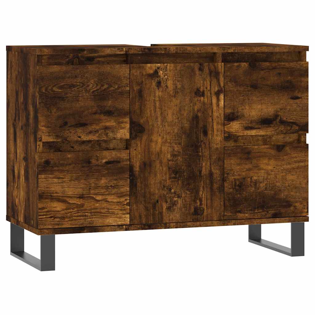 Baderomsskap Røkt Eik 80X33X60 Cm Konstruert Tre