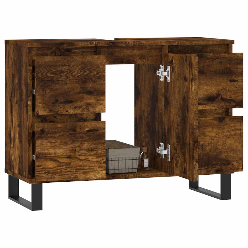 Baderomsskap Røkt Eik 80X33X60 Cm Konstruert Tre