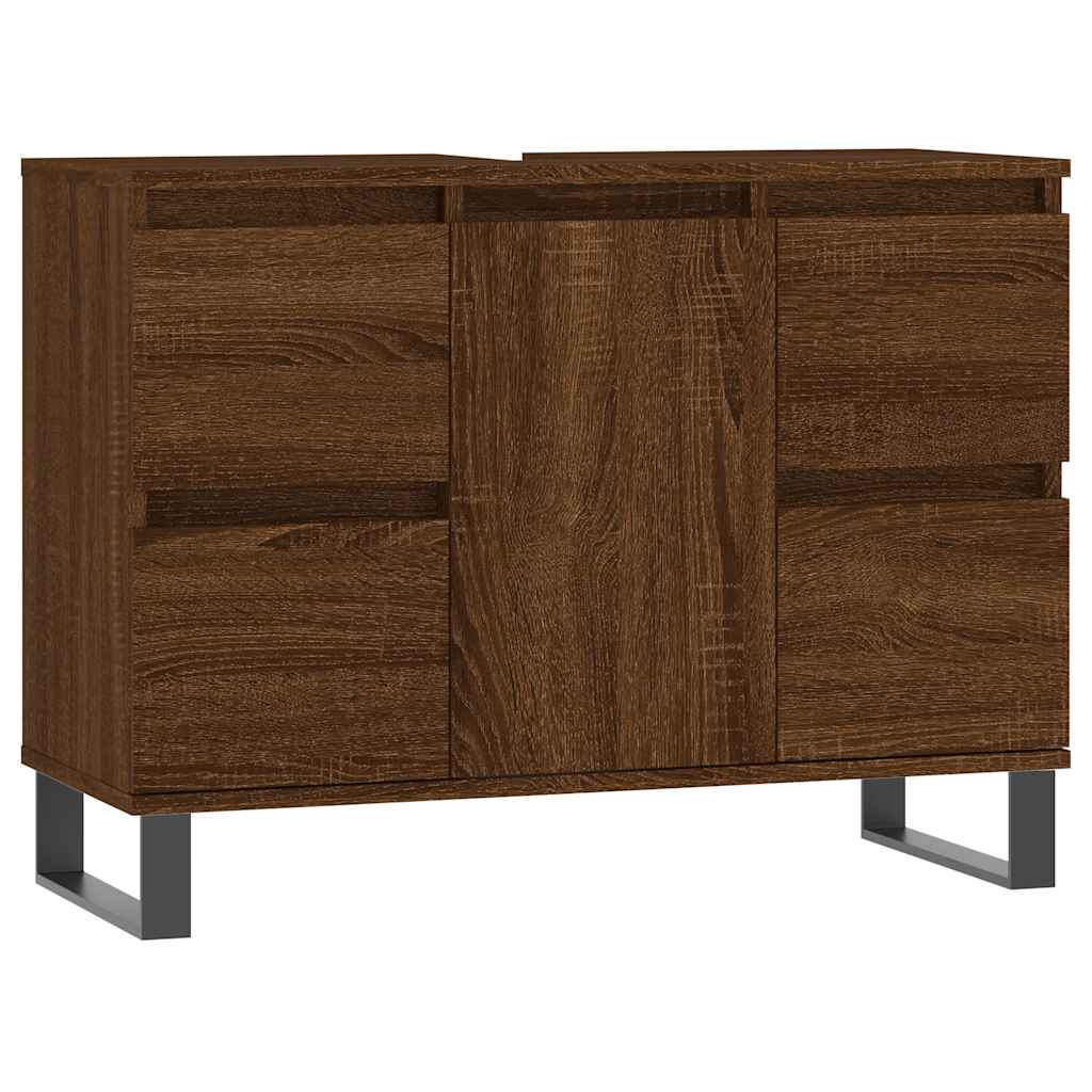 Baderomsskap Brun Eik 80X33X60 Cm Konstruert Tre