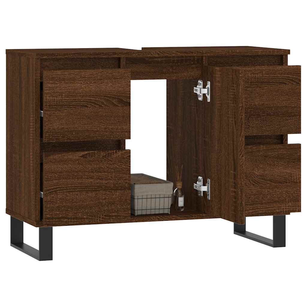 Baderomsskap Brun Eik 80X33X60 Cm Konstruert Tre