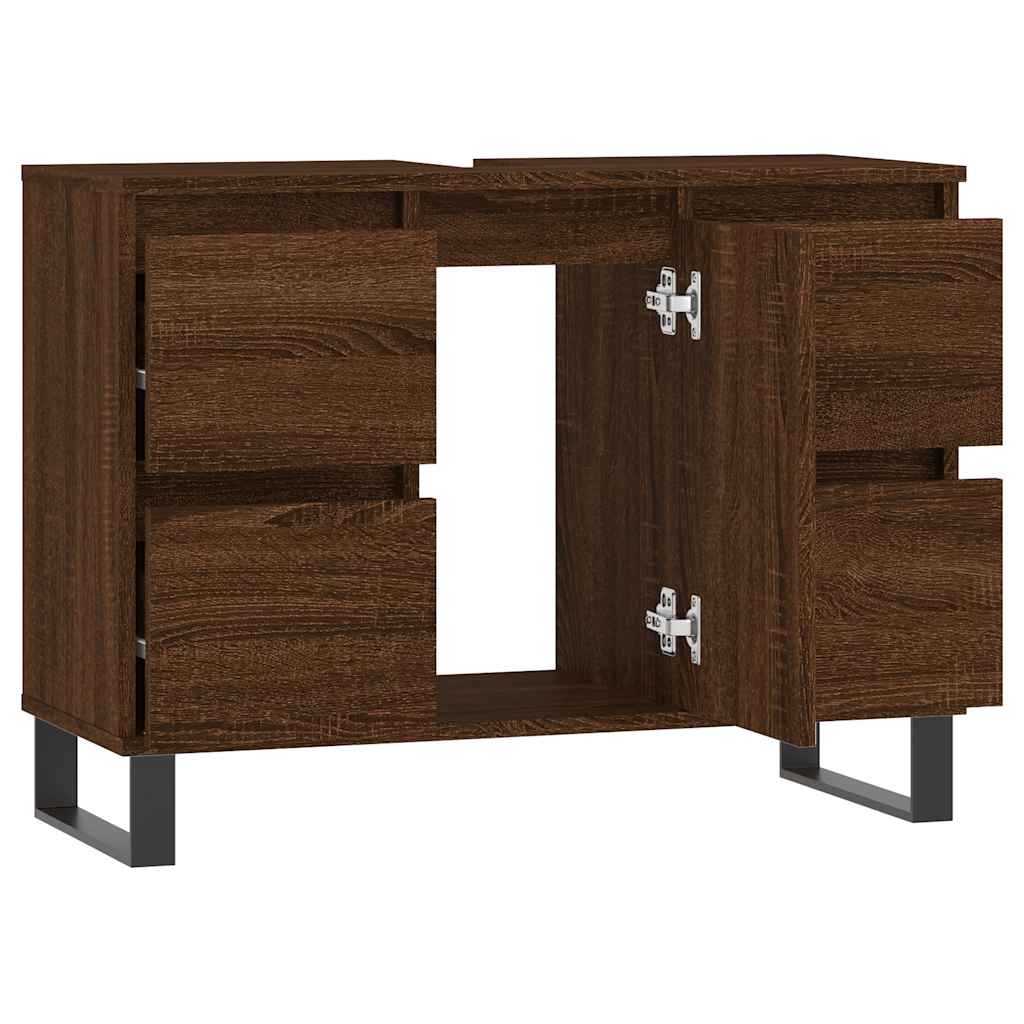 Baderomsskap Brun Eik 80X33X60 Cm Konstruert Tre