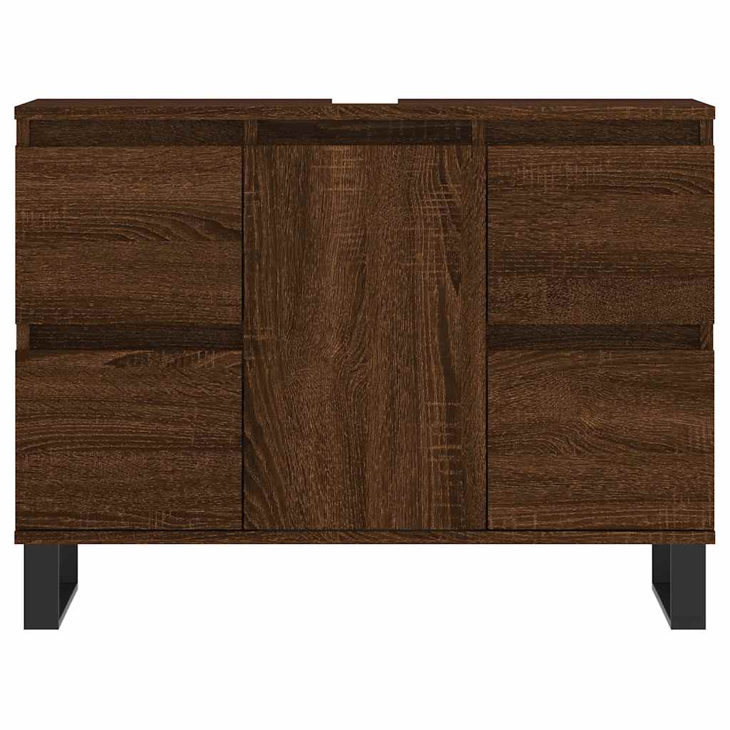 Baderomsskap Brun Eik 80X33X60 Cm Konstruert Tre