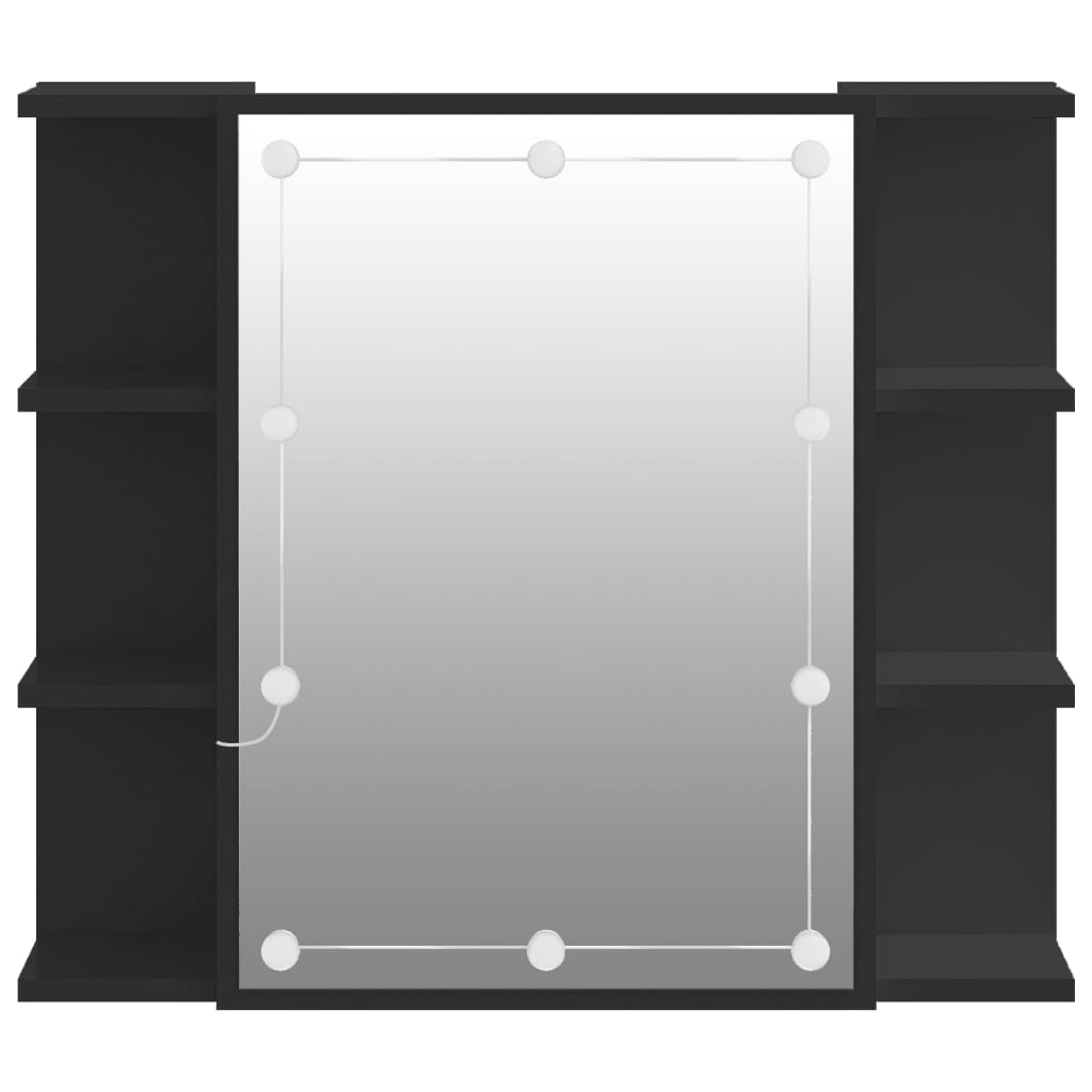 Speilskap Med Led Svart 70X16,5X60 Cm