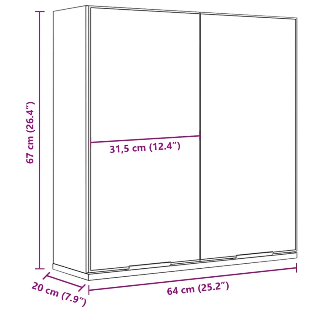 Baderomsspeil Svart 64X20X67 Cm Konstruert Tre