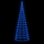 Led Juletre På Flaggstang 550 Leds Blå 300 Cm