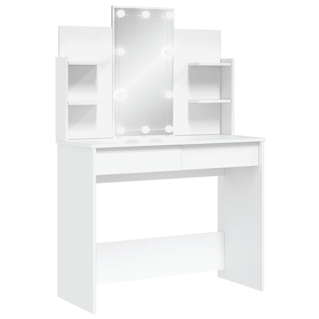 Sminkebord Med Led Hvit 96X40X142 Cm