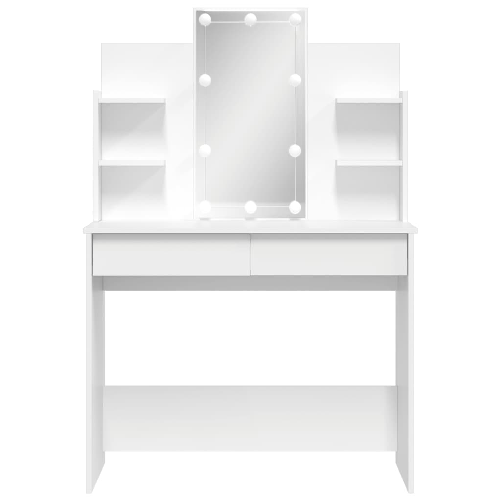 Sminkebord Med Led Hvit 96X40X142 Cm