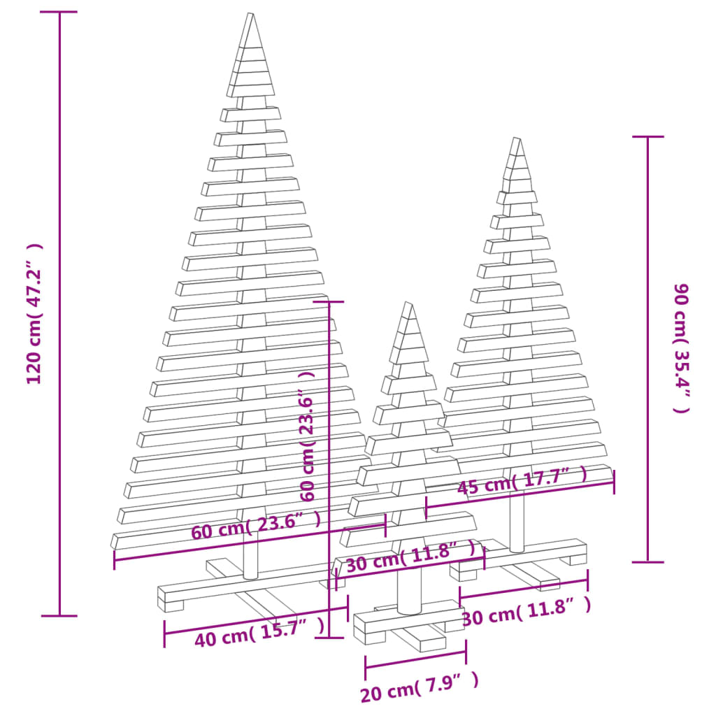 Juletre I Tre Til Pynt 3 Stk Heltre Furu