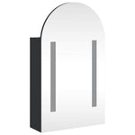 Baderomsspeilskap Med Led-Lys Buet Svart 42X13X70 Cm