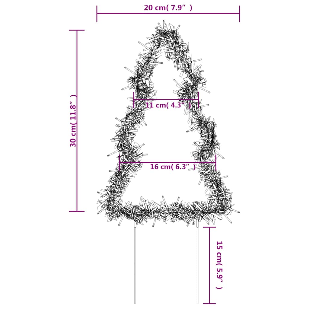 Julelysdekorasjon Med Pigger 3 Trær 50 Led 30 Cm