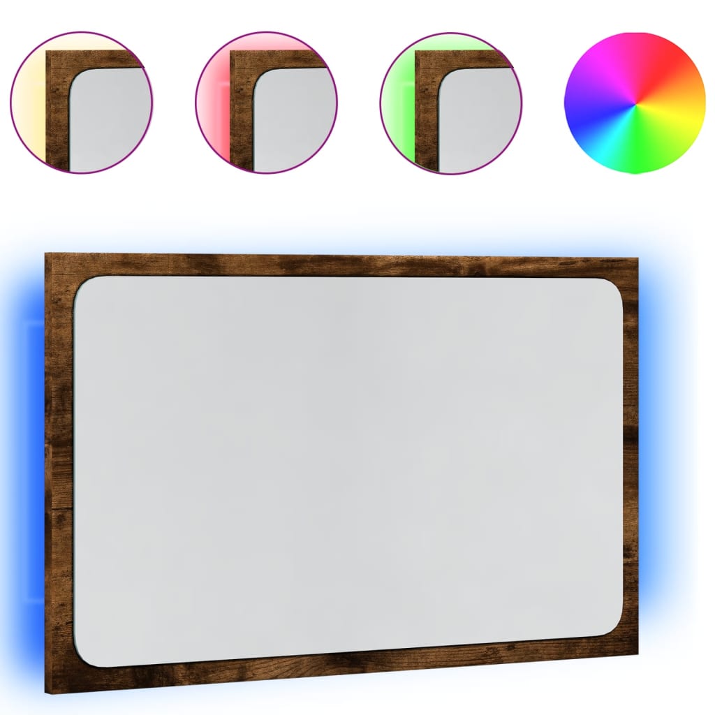 Baderomsspeil Med Led Sonoma Eik 60X8,5X38 Cm Konstruert Tre