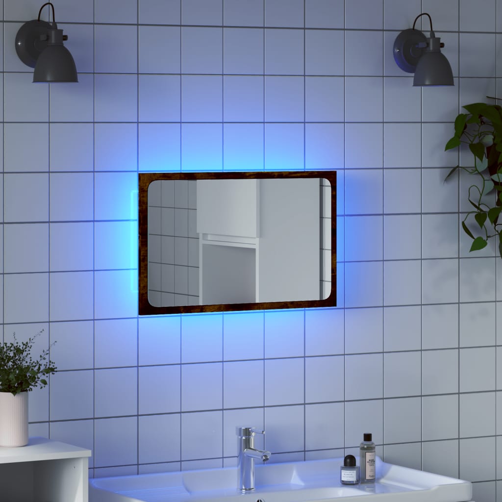 Baderomsspeil Med Led Sonoma Eik 60X8,5X38 Cm Konstruert Tre