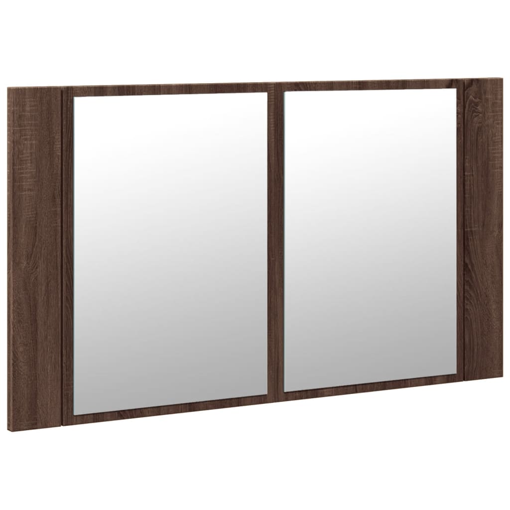 Led-Speilskap Brun Eik 80X12X45 Cm Akryl