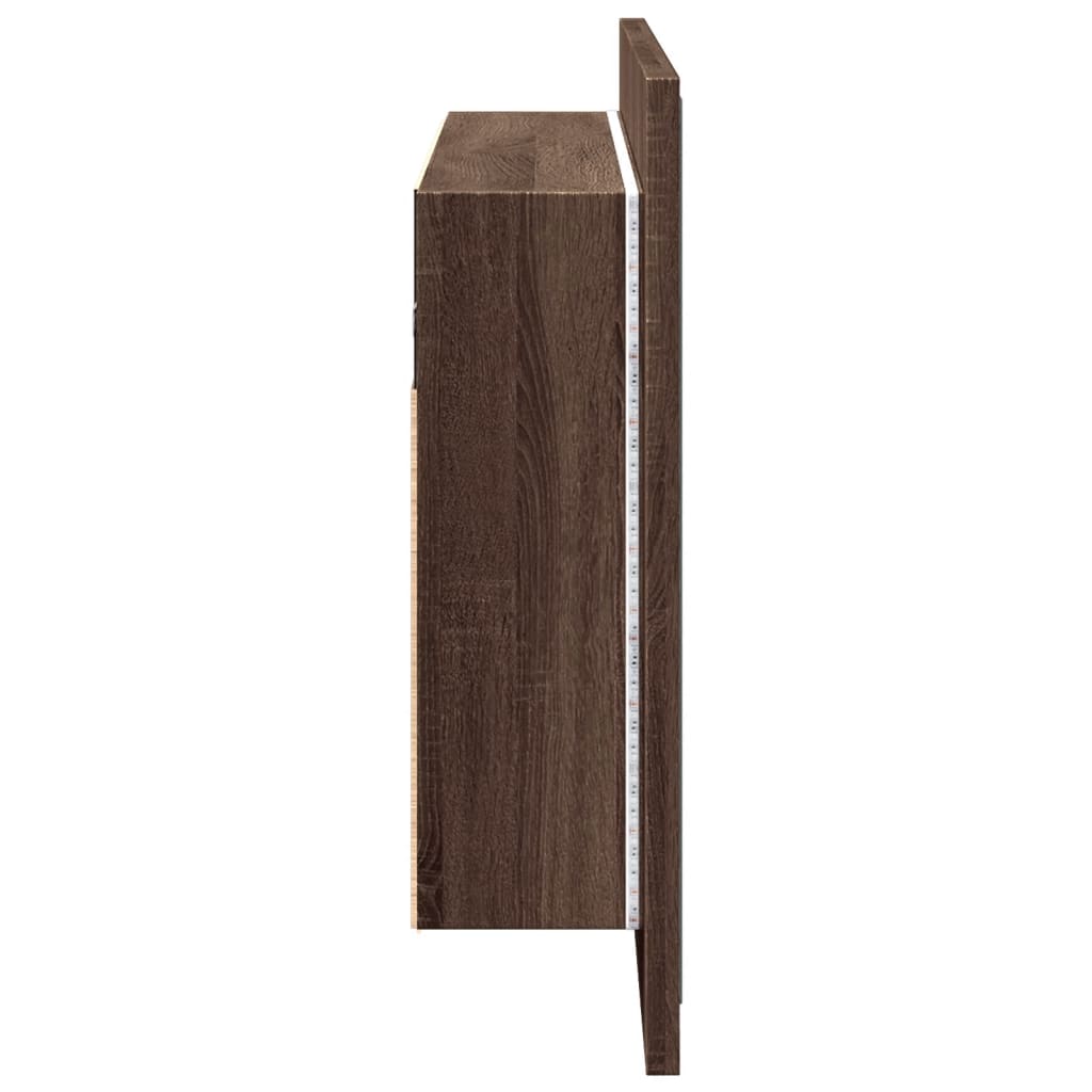 Led-Speilskap Brun Eik 80X12X45 Cm Akryl
