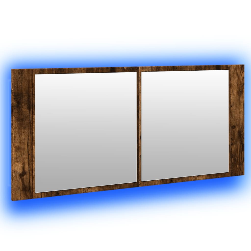 Led-Speilskap Til Baderom Røkt Eik 100X12X45 Cm