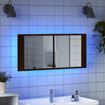 Led-Speilskap For Baderom Brun Eik 100X12X45 Cm