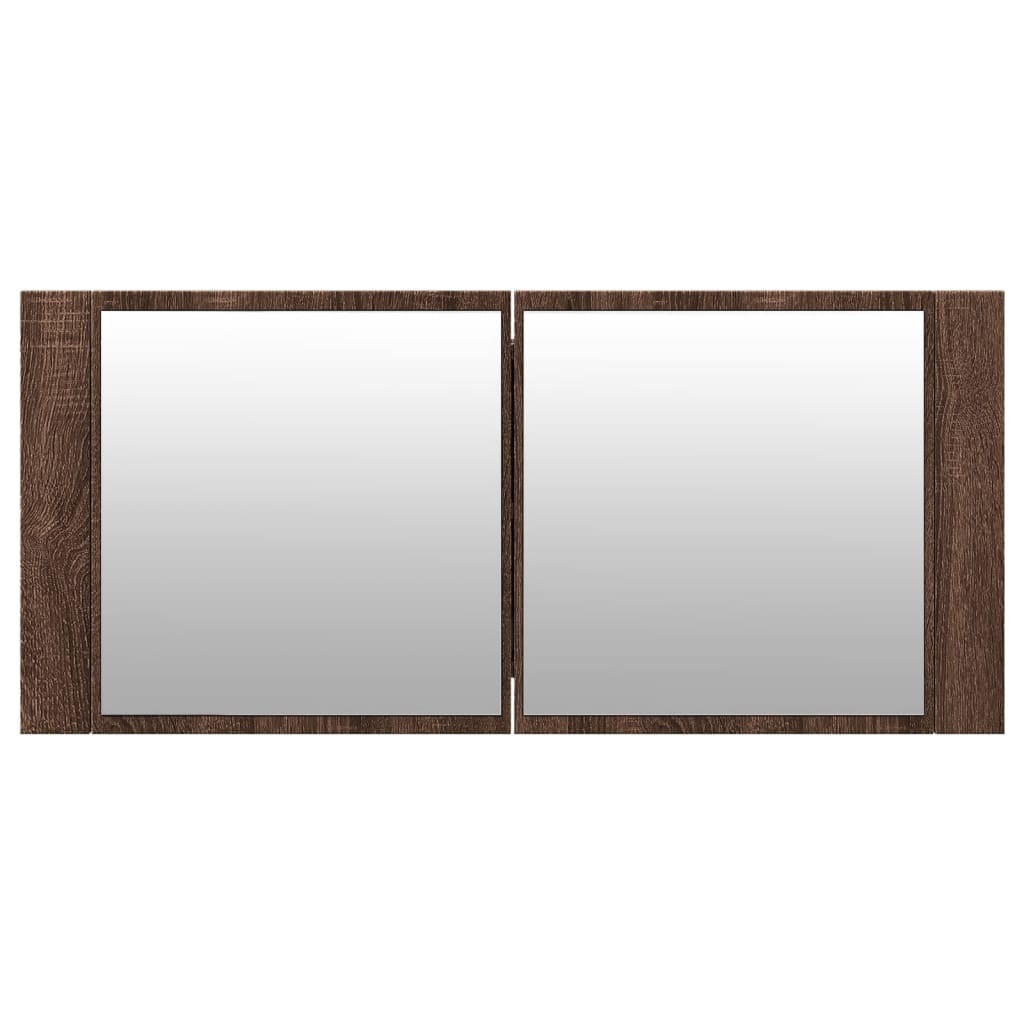 Led-Speilskap For Baderom Brun Eik 100X12X45 Cm