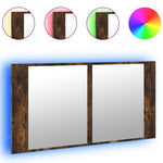 Led-Speilskap Røkt Eik 90X12X45 Cm Akryl