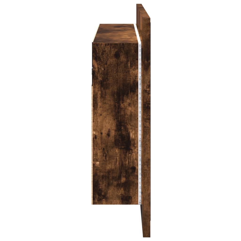Led-Speilskap Røkt Eik 90X12X45 Cm Akryl
