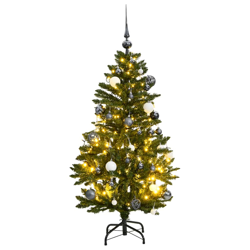 Kunstig Hengslet Juletre Med 150 Led Og Kulesett 150 Cm