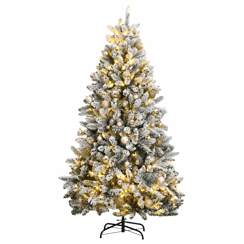 Kunstig Hengslet Juletre Med 300 Led Og Kulesett 240 Cm