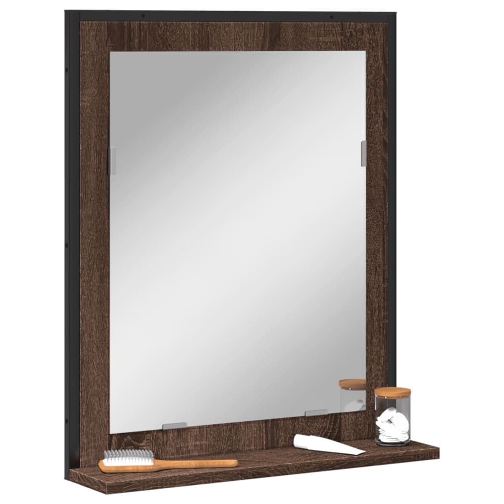 Baderomsspeil Med Hylle Brun 50X12X60 Cm Konstruert Tre