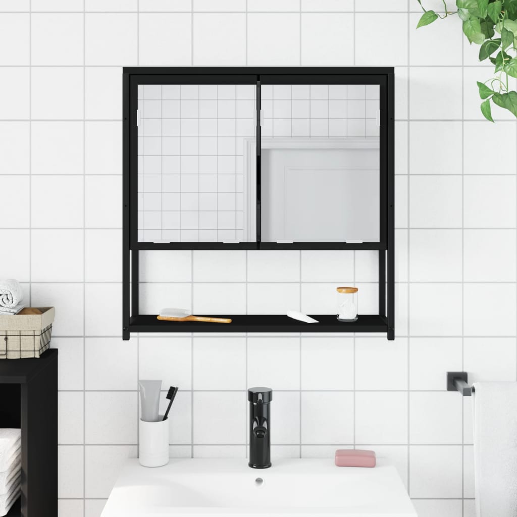 Baderomsspeil Svart 60X16X60 Cm Konstruert Tre