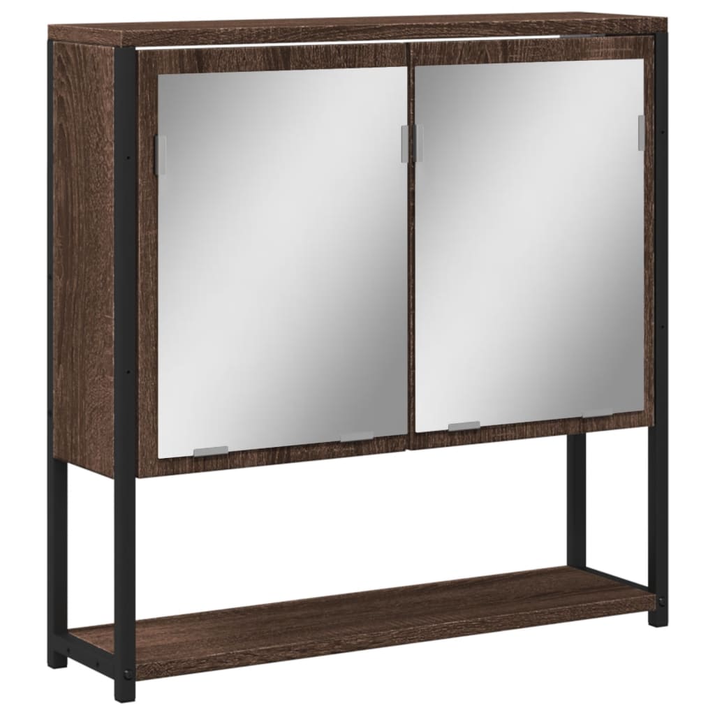 Baderomsskap Med Speil Brun Eik 60X16X60 Cm Konstruert Tre