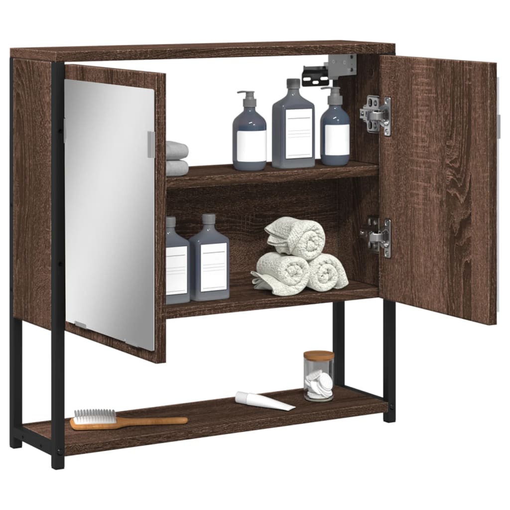 Baderomsskap Med Speil Brun Eik 60X16X60 Cm Konstruert Tre
