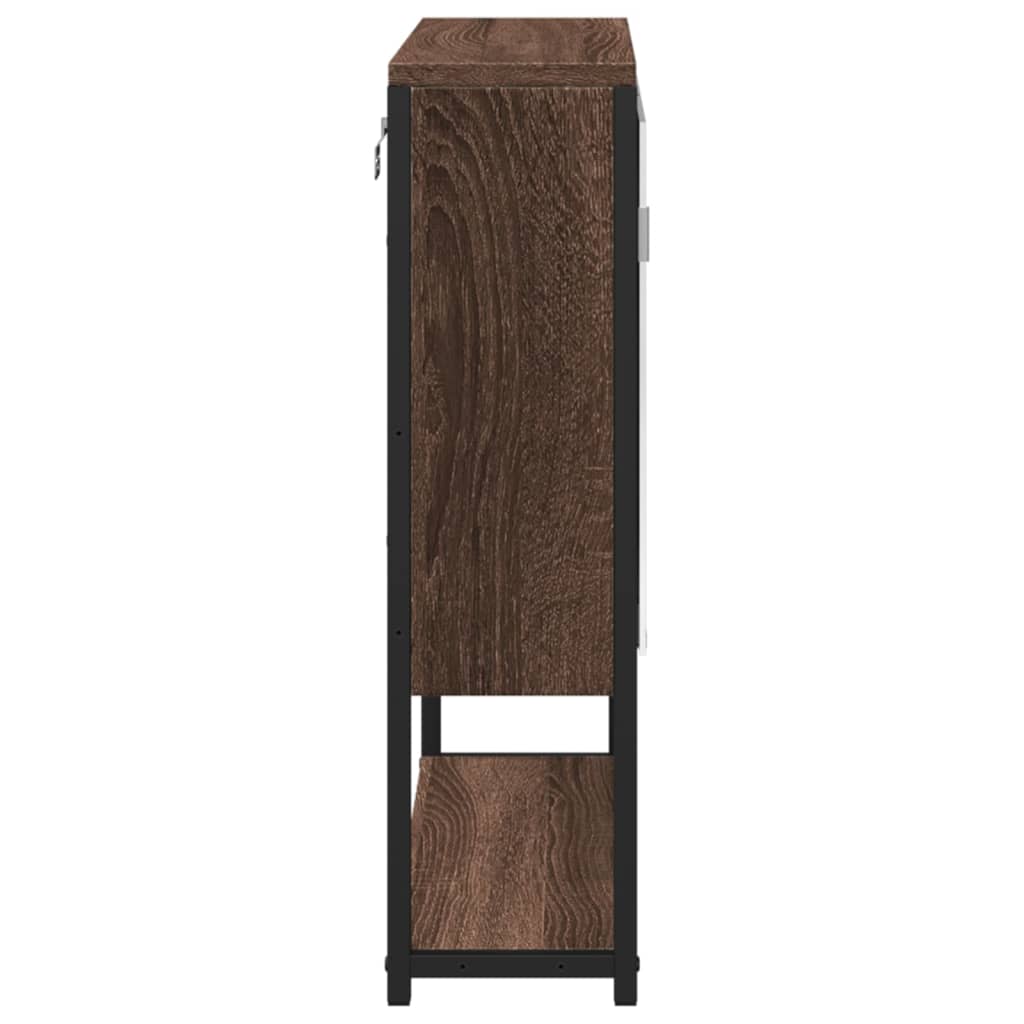 Baderomsskap Med Speil Brun Eik 60X16X60 Cm Konstruert Tre