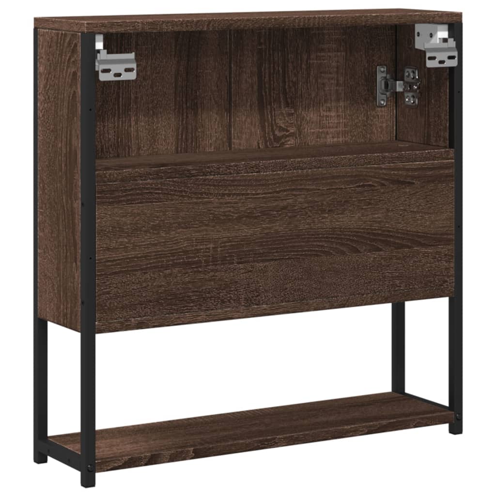 Baderomsskap Med Speil Brun Eik 60X16X60 Cm Konstruert Tre
