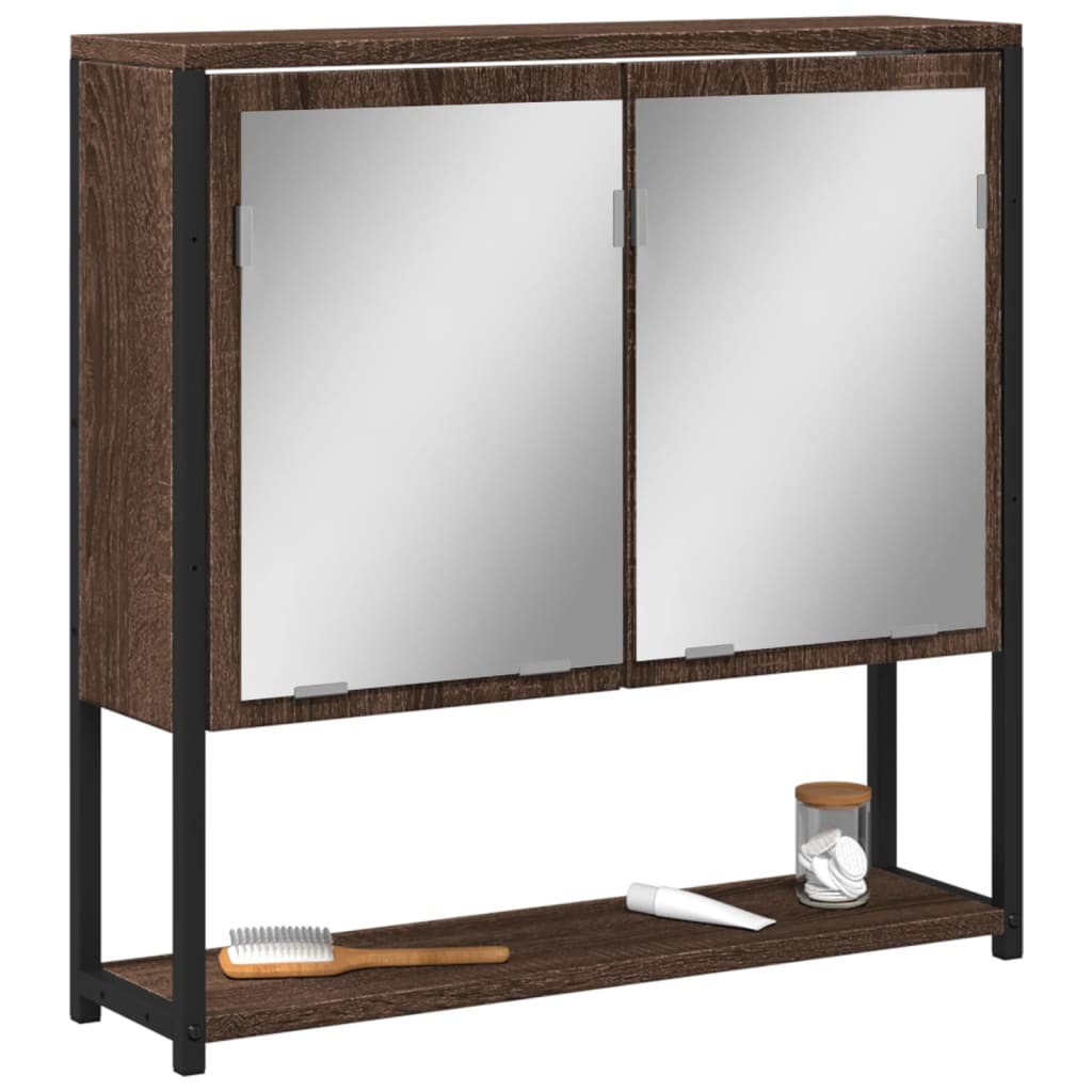 Baderomsskap Med Speil Brun Eik 60X16X60 Cm Konstruert Tre