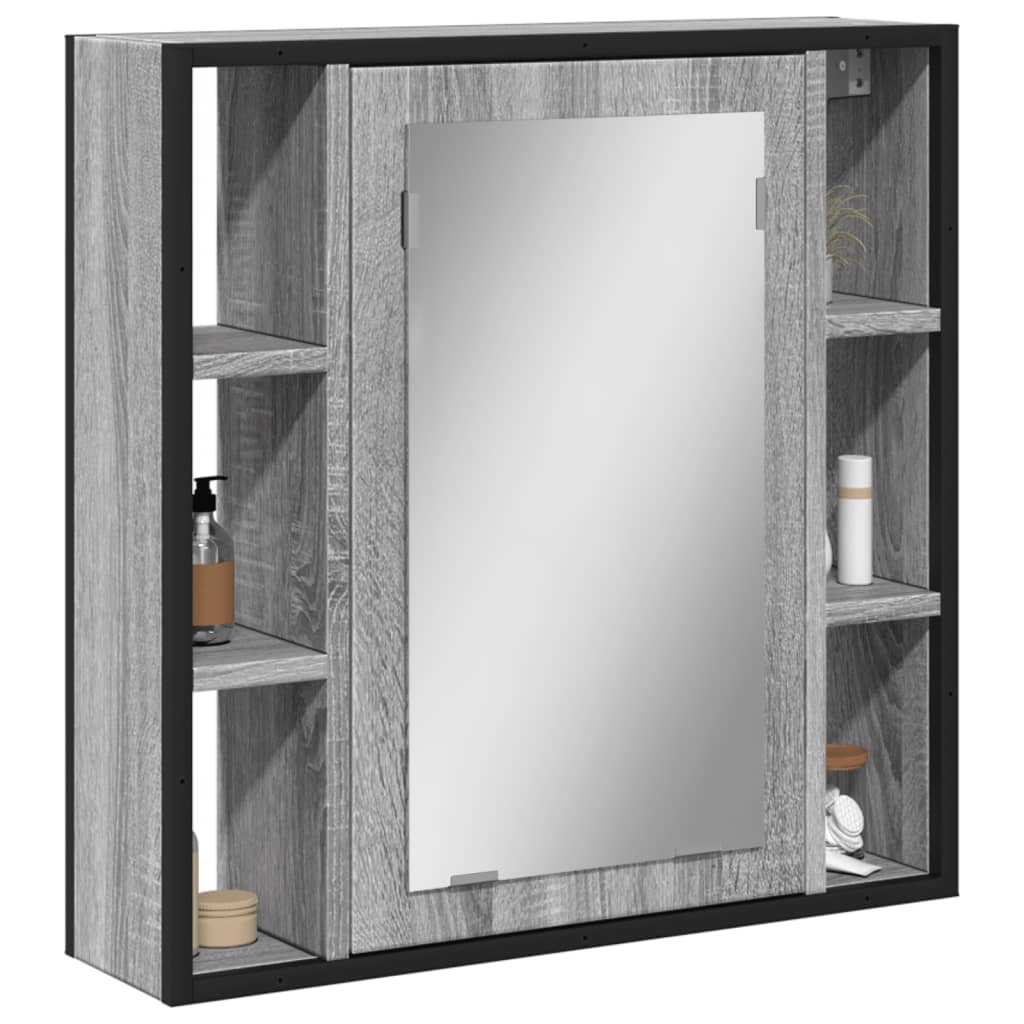 Baderomsskap Med Speil Grå Sonoma 60X16X60 Cm Konstruert Tre