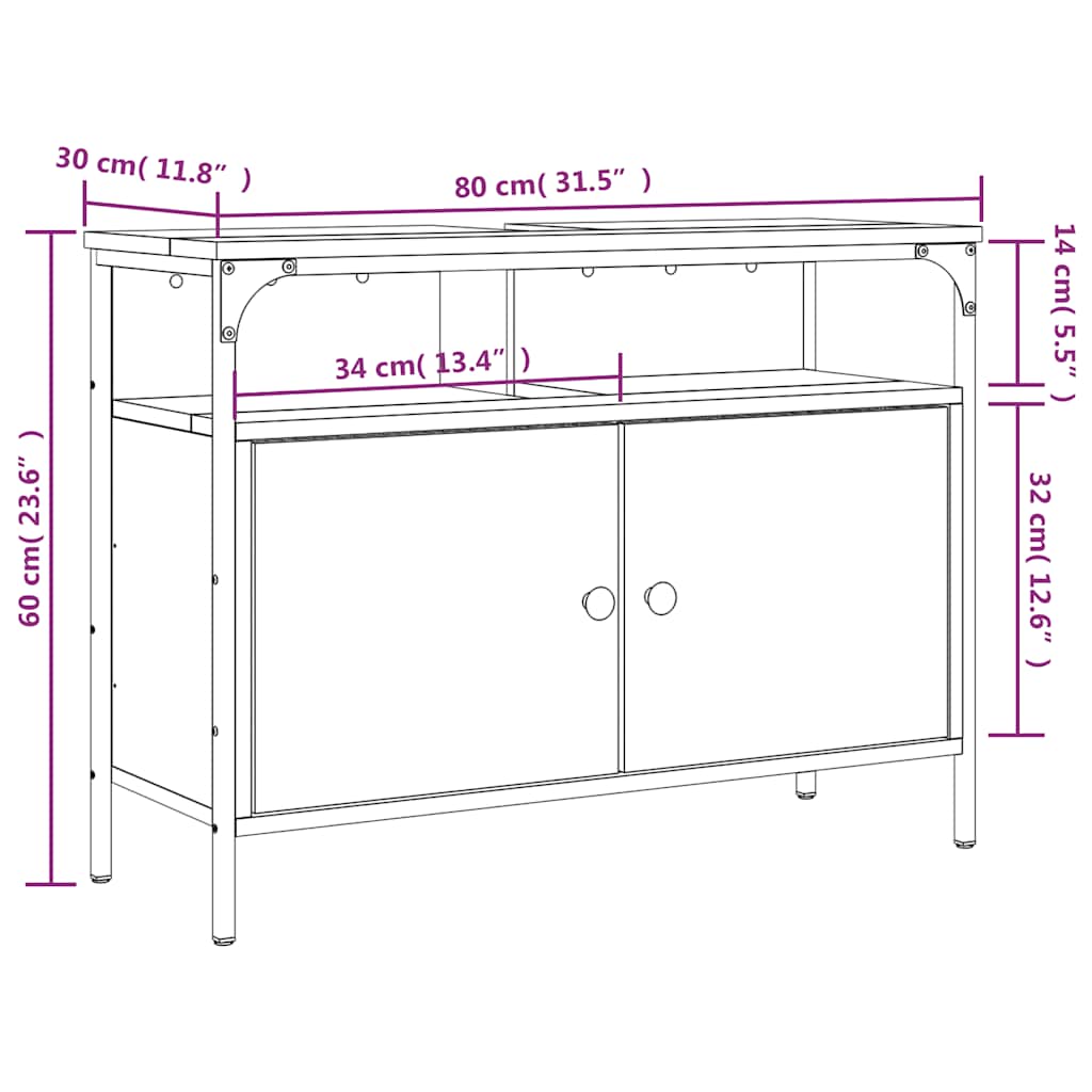 Servantskap Svart 80X30X60 Cm Konstruert Tre