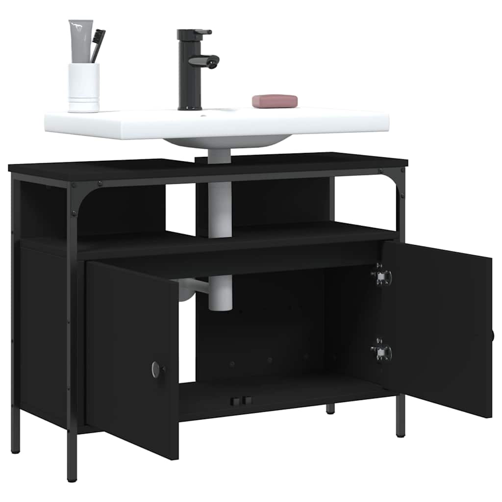Servantskap Svart 80X30X60 Cm Konstruert Tre