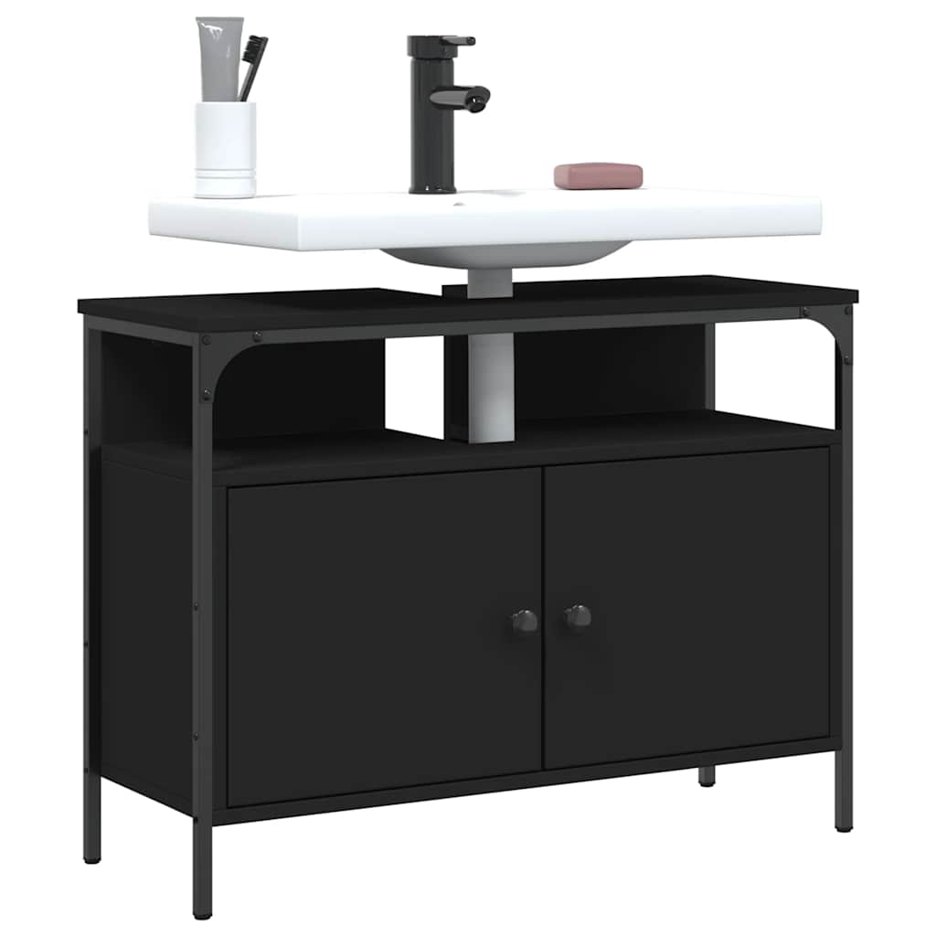 Servantskap Svart 80X30X60 Cm Konstruert Tre