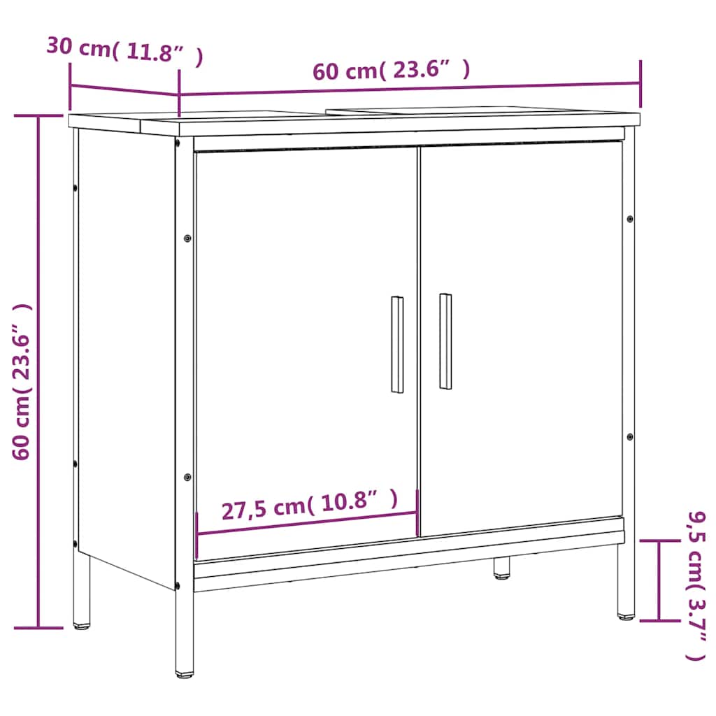 Servantskap Sonoma Eik 60X30X60 Cm Konstruert Tre