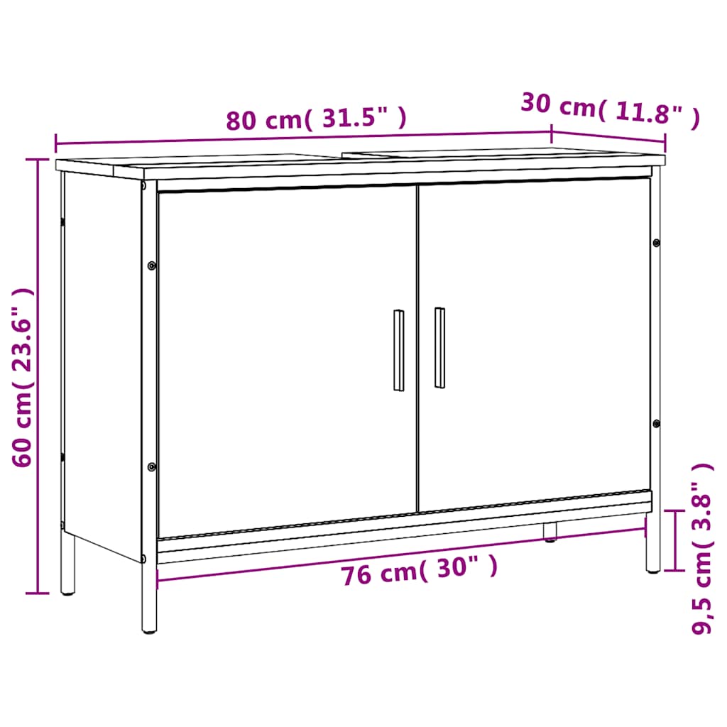 Servantskap Sonoma Eik 80X30X60 Cm Konstruert Tre
