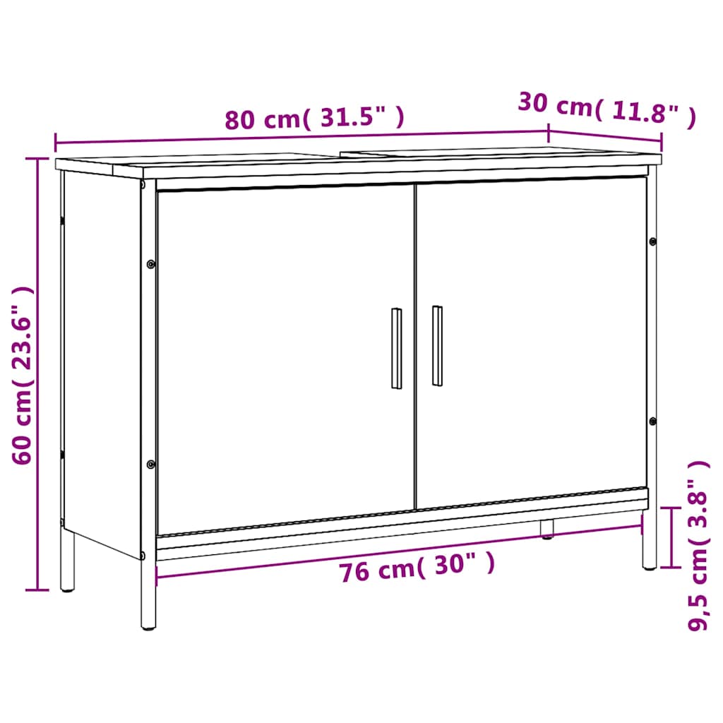 Servantskap Røkt Eik 80X30X60 Cm Konstruert Tre