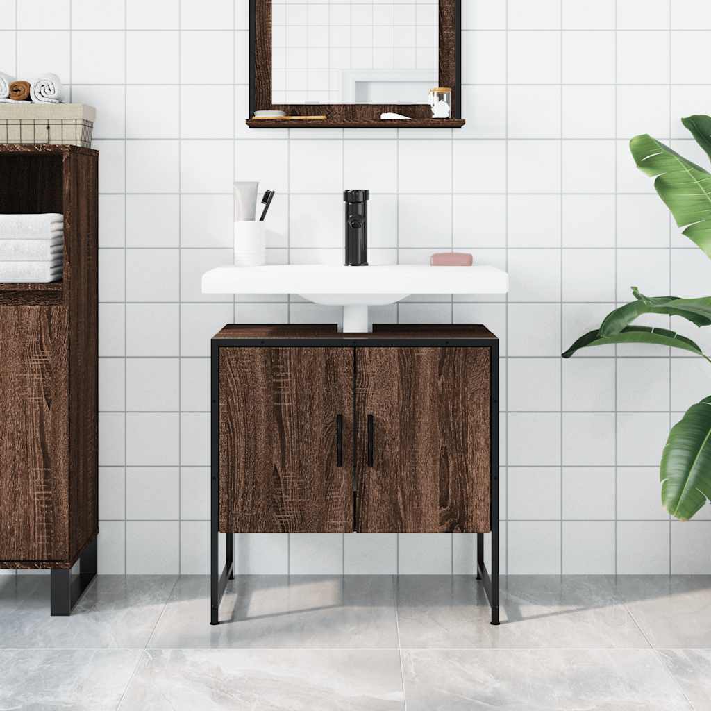 Servantskap Brun Eik 60X33X60 Cm Konstruert Tre