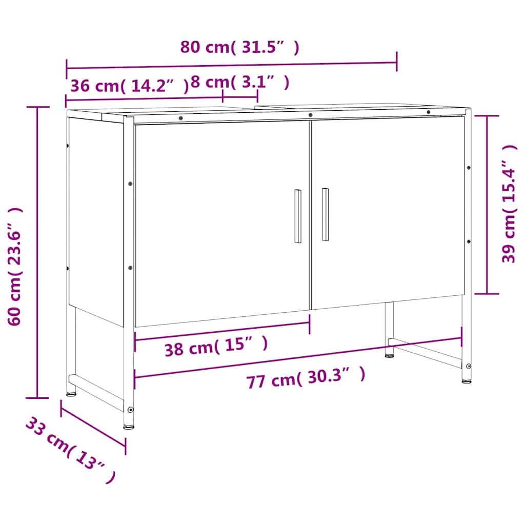 Servantskap Sonoma Eik 80X33X60 Cm Konstruert Tre