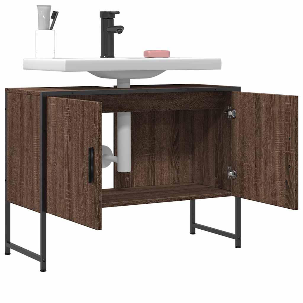 Servantskap Brun Eik 80X33X60 Cm Konstruert Tre
