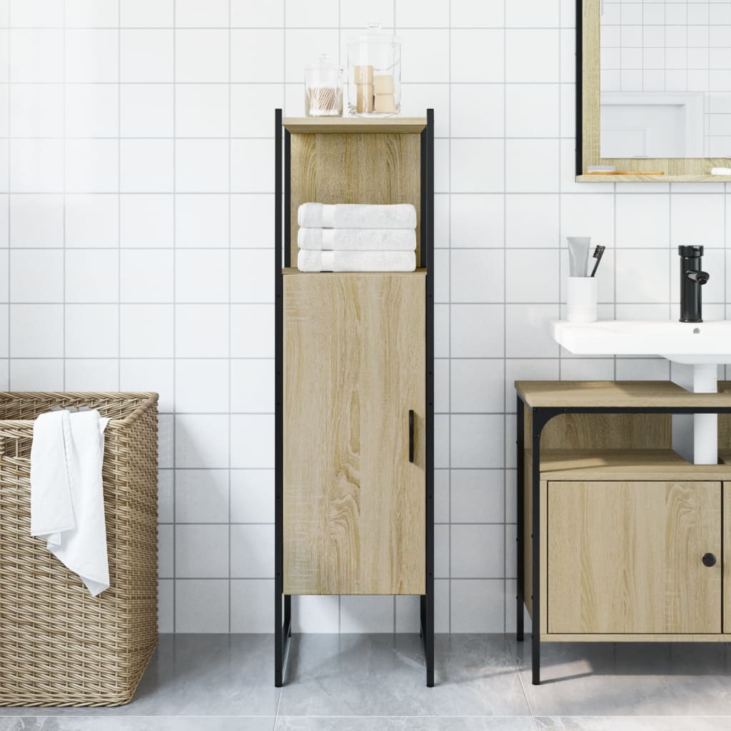 Baderomsskap Sonoma Eik 33X33X120,5 Cm Konstruert Tre