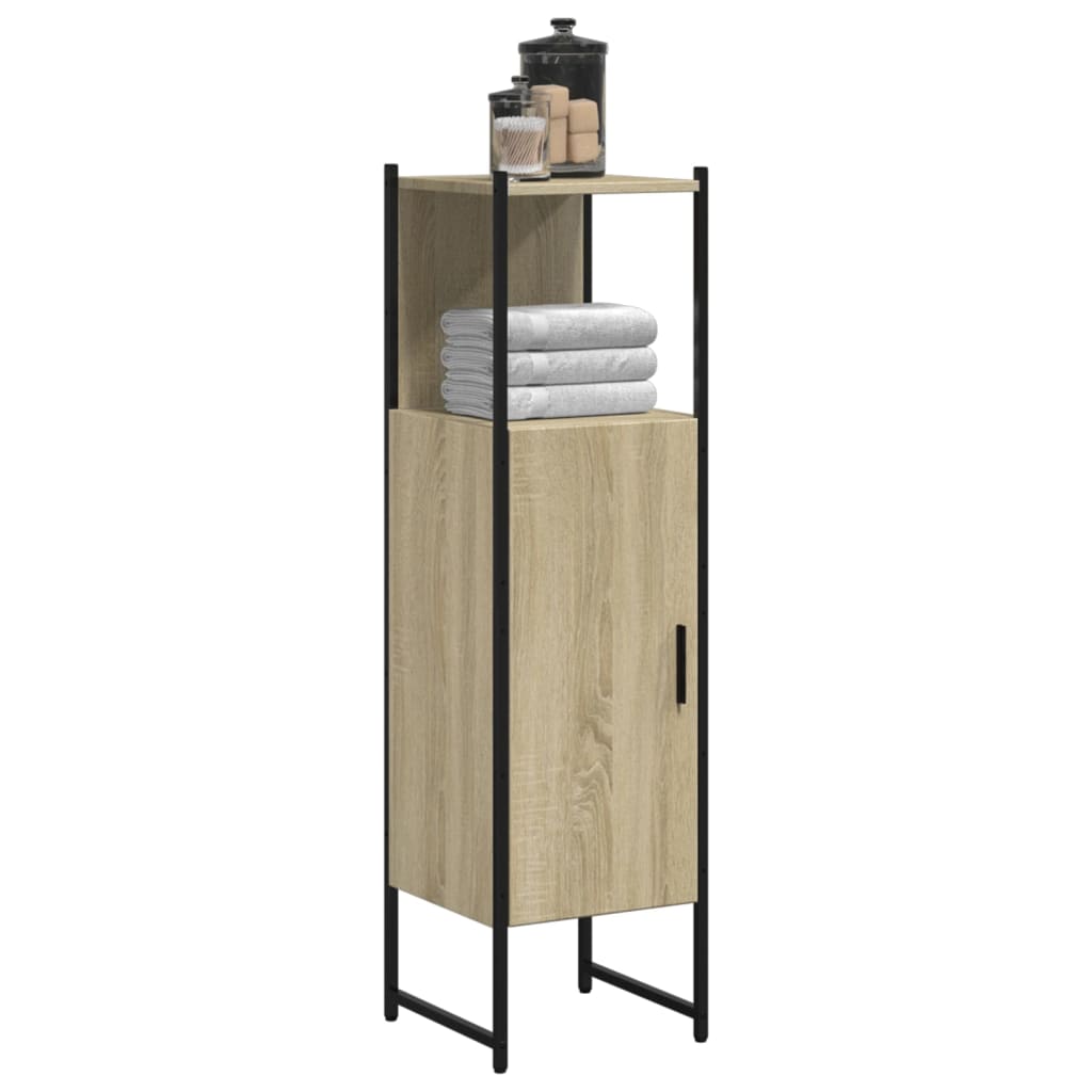 Baderomsskap Sonoma Eik 33X33X120,5 Cm Konstruert Tre