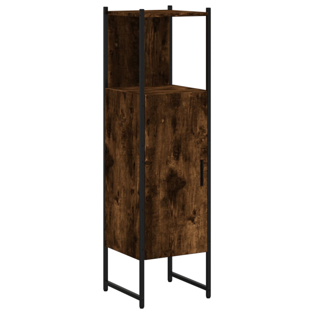 Baderomsskap Røkt Eik 33X33X120,5 Cm Konstruert Tre