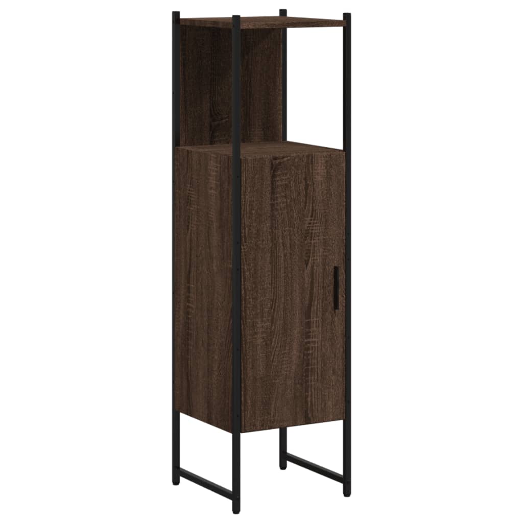 Baderomsskap Brun Eik 33X33X120,5 Cm Konstruert Tre