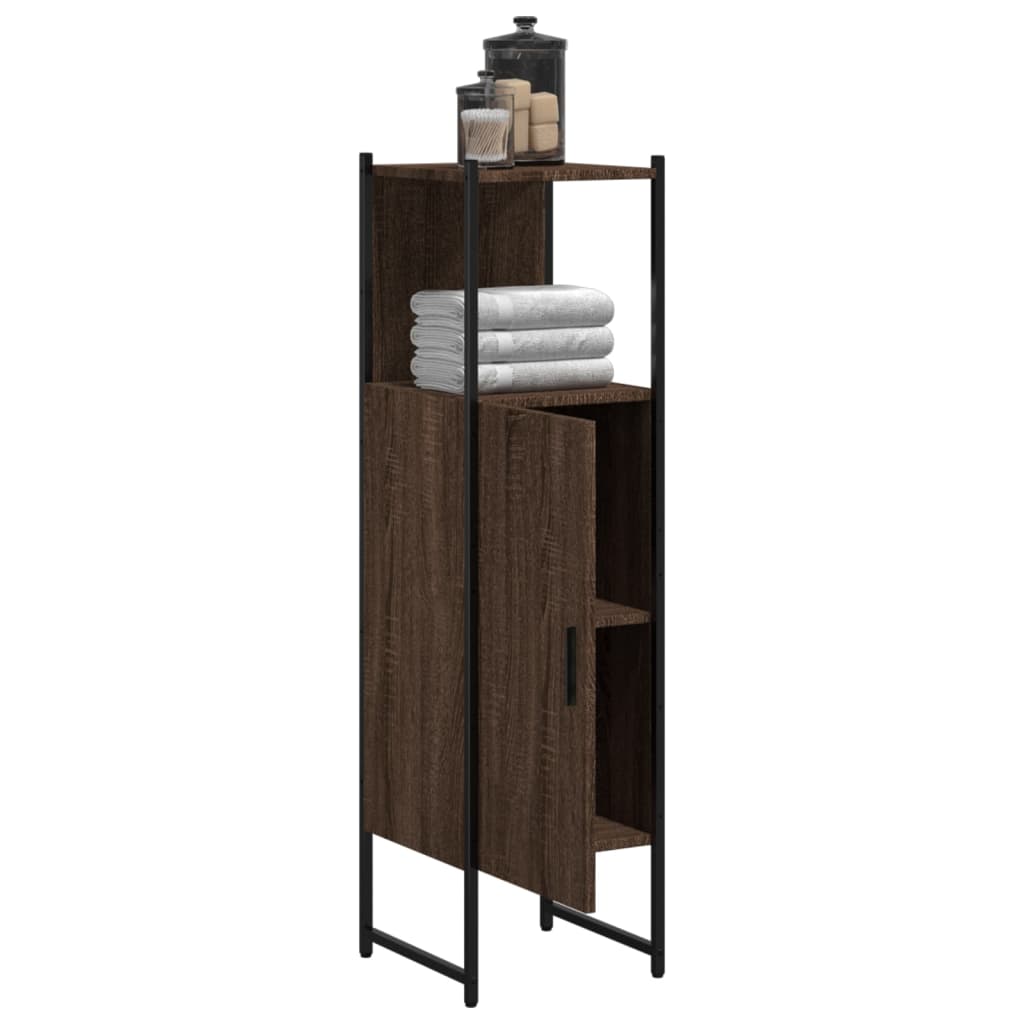 Baderomsskap Brun Eik 33X33X120,5 Cm Konstruert Tre