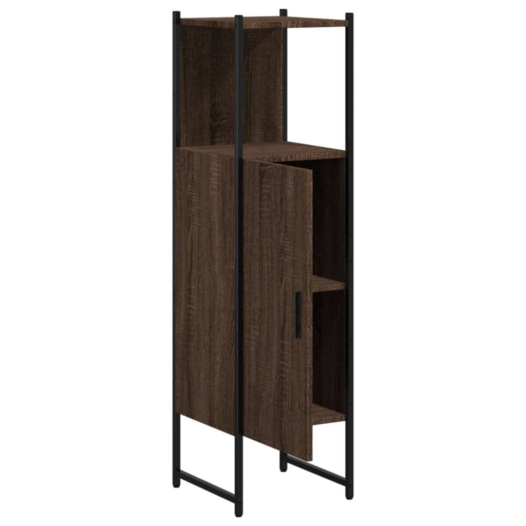 Baderomsskap Brun Eik 33X33X120,5 Cm Konstruert Tre