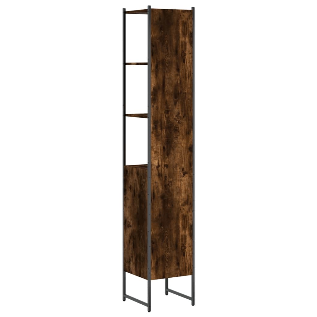 Baderomsskap Røkt Eik 33X33X185,5 Cm Konstruert Tre