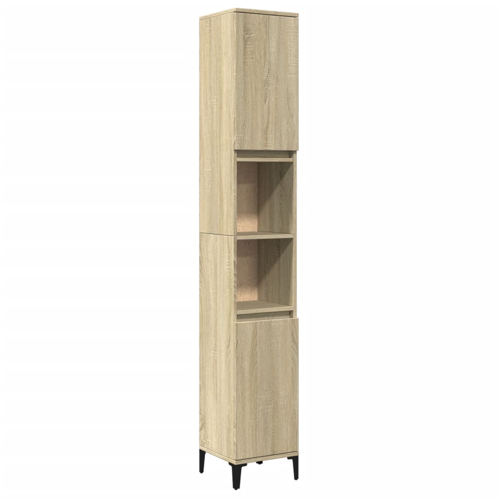 Baderomsskap Sonoma Eik 30X30X190 Cm Konstruert Tre